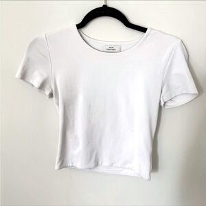 Aritzia Babaton White Contour Short Sleeve Cropped Tee